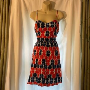 Orange, White + Blue Lightweight Dress from Francesca’s Collection, Size Medium